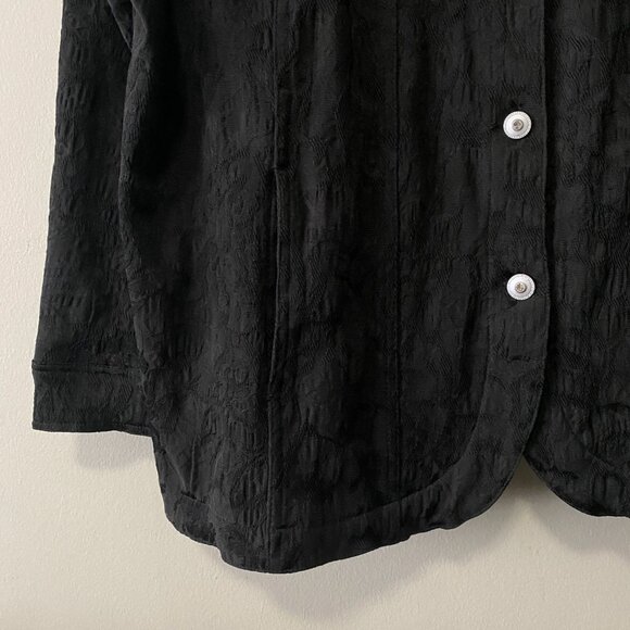 Christine Alexander Cotton Blend Rhinestone Button Black Textured Jacket - Picture 7 of 15